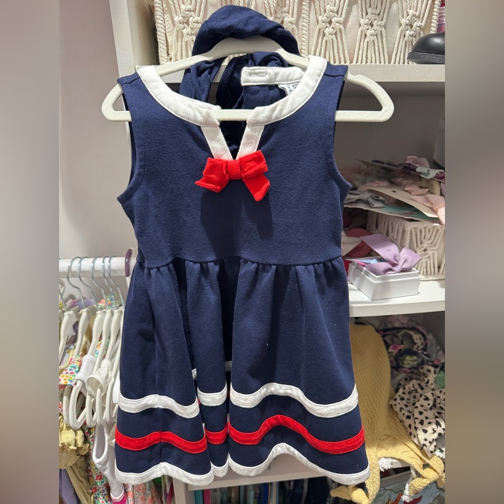Janie and Jack Navy Dress with Red and White Accents Americana